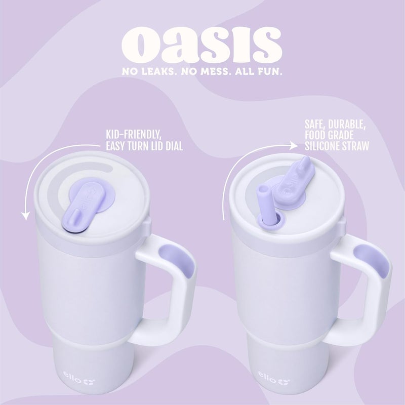Ello Oasis 14oz Stainless Steel Toddler Tumbler with Handle & Retracting Straw, 100% Leakproof, Double-Wall Vacuum Insulated, Kids Water Bottle for School, BPA Free, Dishwasher Safe, Construction - Image 4
